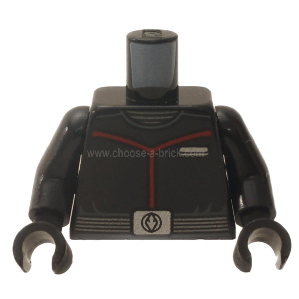 LEGO® Sith Fleet Officer black torso with red trim lines and silver insignia detail