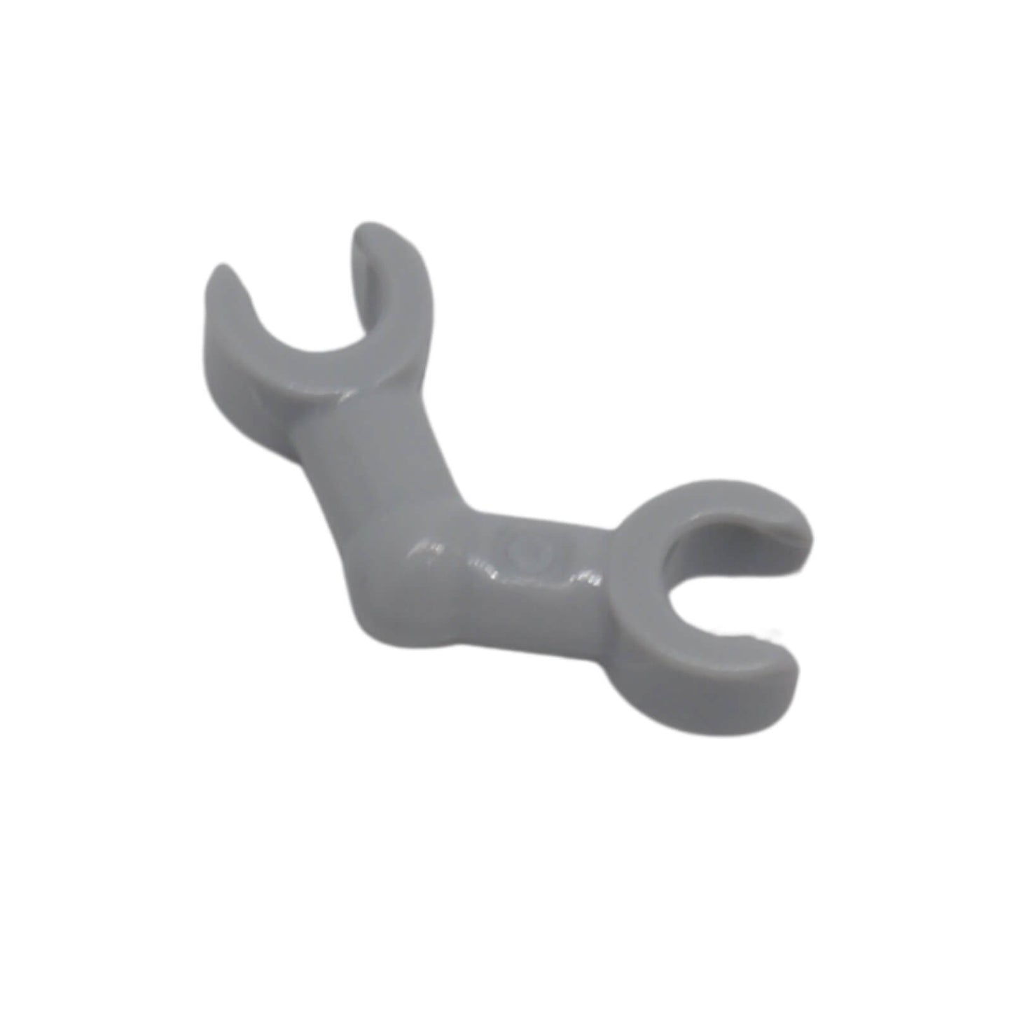 LEGO® Skeleton Arm with Horizontal Clips 93609 in light bluish grey with a bent arm design and clip connections at both ends.