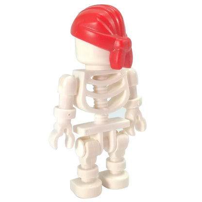 LEGO® Skeleton minifigure (gen067) with red bandana, movable arms and legs, and classic ribcage torso – back view.