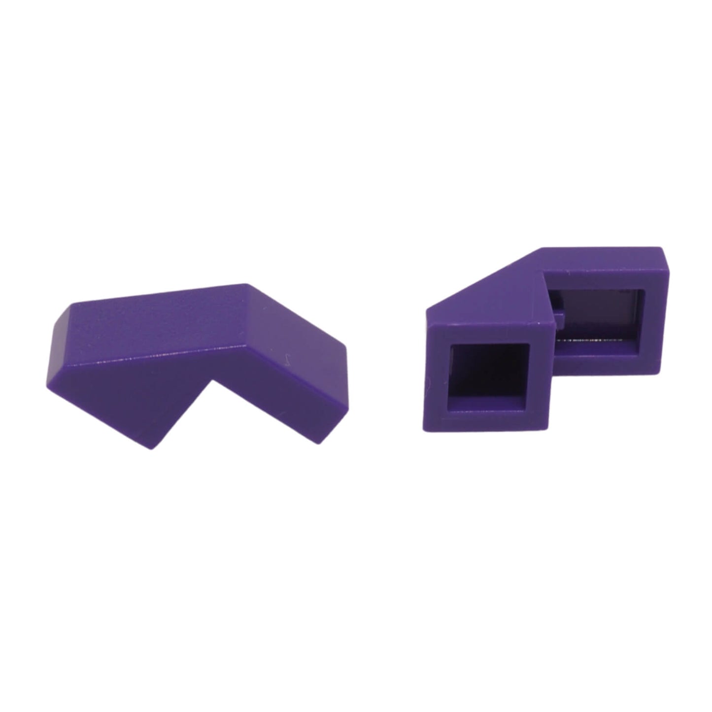 Dark purple LEGO® slope 45 2x1 with cutout without stud part 28192 angled profile detail close-up view