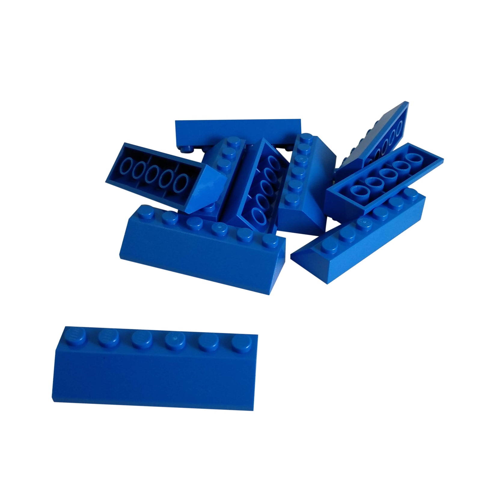 LEGO Slope 45 2 x 6 part 23949 with six stud top and angled profile blue