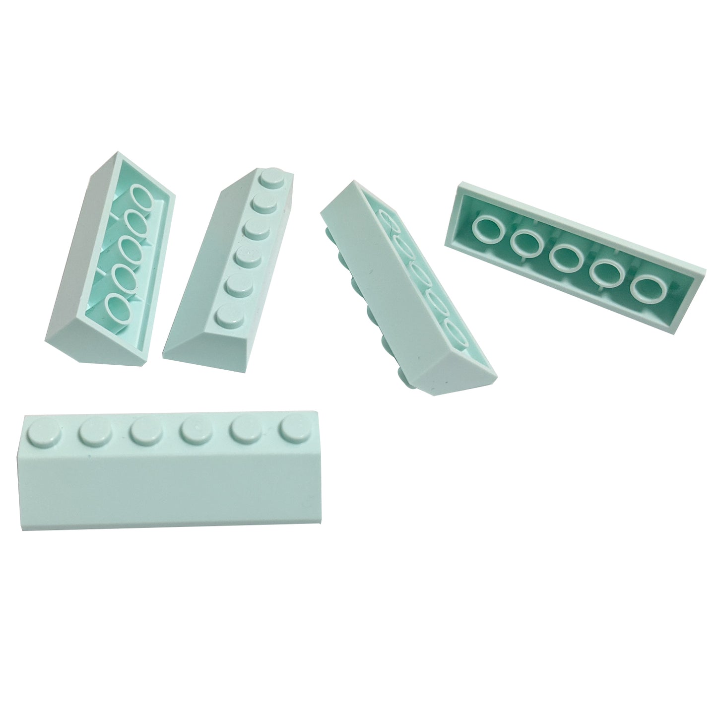 LEGO Slope 45 2 x 6 part 23949 with six stud top and angled profile light aqua