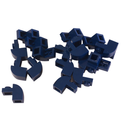 Dark blue curved slope 2x1x1 1/3 with recessed stud, smooth angled element for detailed shaping and contours
