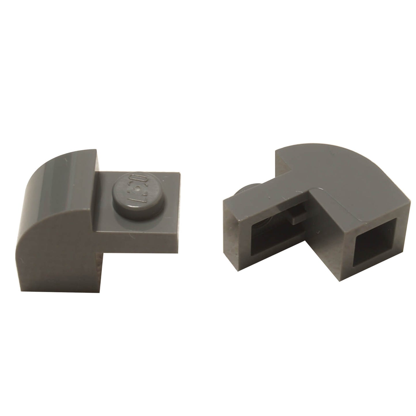 Dark bluish gray curved slope 2x1x1 1/3 with recessed stud, smooth angled element for detailed shaping and contours
