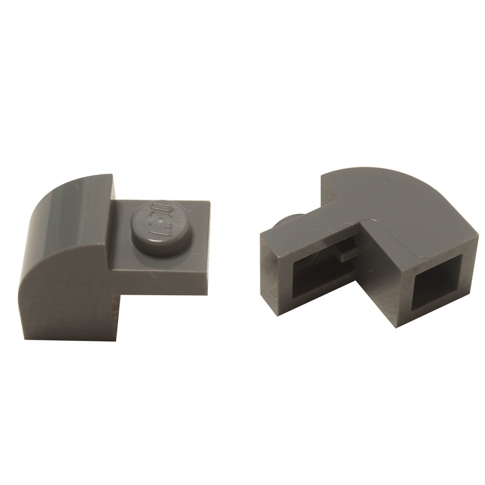Dark bluish gray curved slope 2x1x1 1/3 with recessed stud, smooth angled element for detailed shaping and contours
