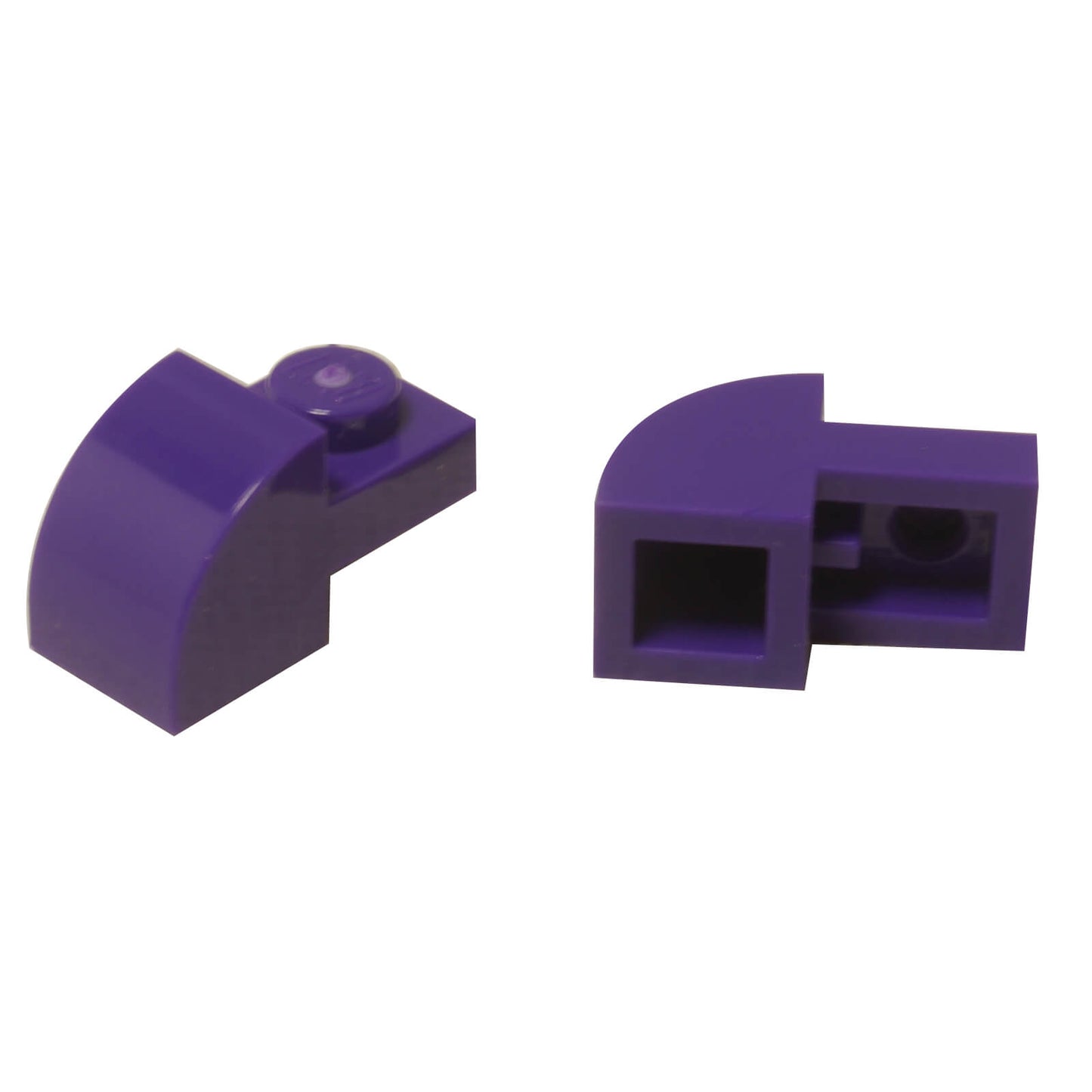 Dark purple curved slope 2x1x1 1/3 with recessed stud, smooth angled element for detailed shaping and contours
