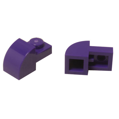 Dark purple curved slope 2x1x1 1/3 with recessed stud, smooth angled element for detailed shaping and contours
