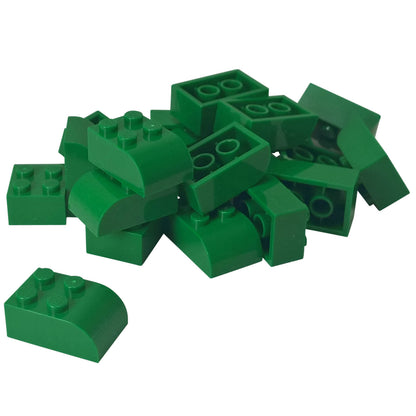 Grün LEGO® gebogene Neigung 3x2 mit vier Noppen Teil 6215 glatte abgerundete Oberseite Nahaufnahme