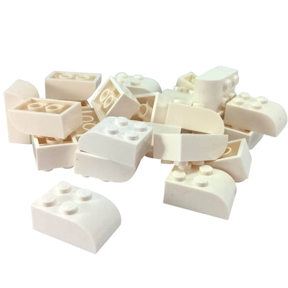 Weiß LEGO® gebogene Neigung 3x2 mit vier Noppen Teil 6215 glatte abgerundete Oberseite Nahaufnahme