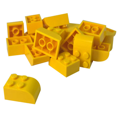 Gelb LEGO® gebogene Neigung 3x2 mit vier Noppen Teil 6215 glatte abgerundete Oberseite Nahaufnahme