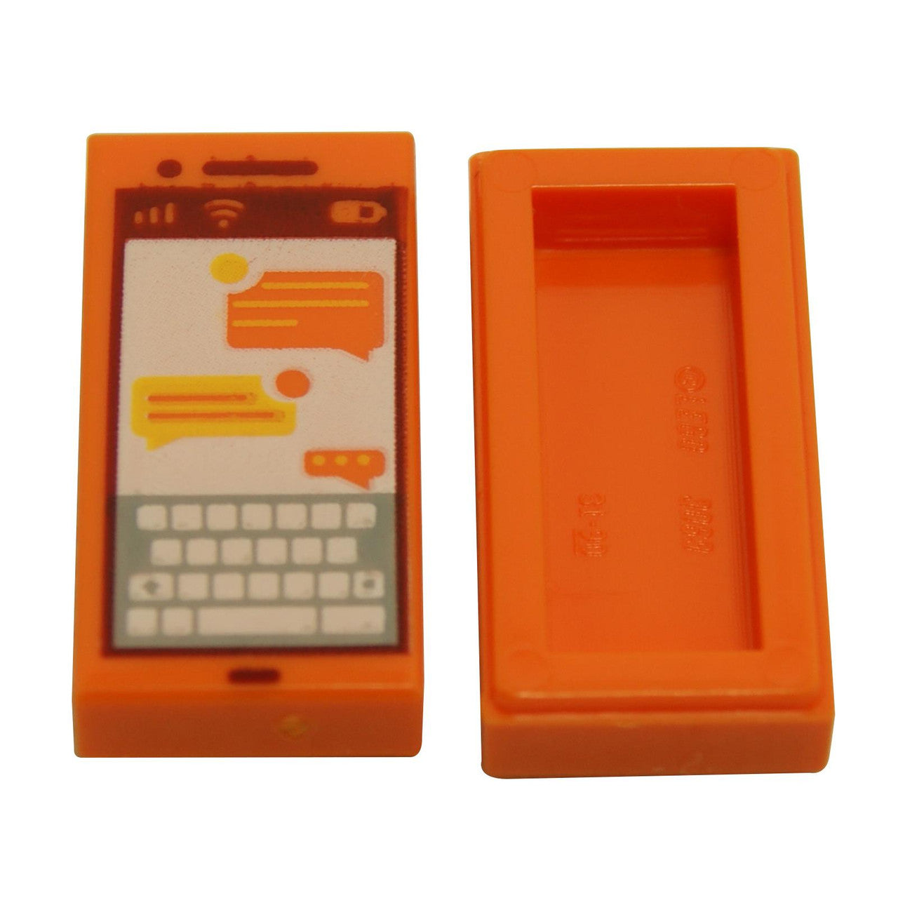 LEGO smartphone tile with text messages and keyboard screen 3069pb0864