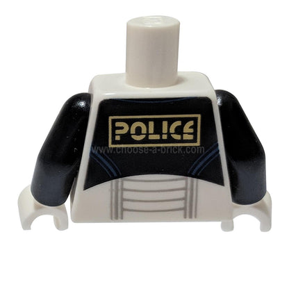 LEGO Space Police torso with gold zipper, planet logo and POLICE back print backside
