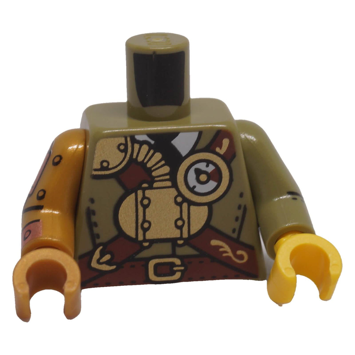 LEGO olive green torso 973pb5929c01 front with steam tank, gauge and crossbelt print