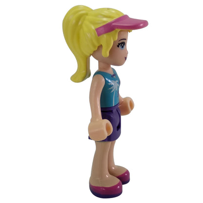 LEGO Friends Stephanie mini doll frnd0161 palm print top purple skirt, side profile