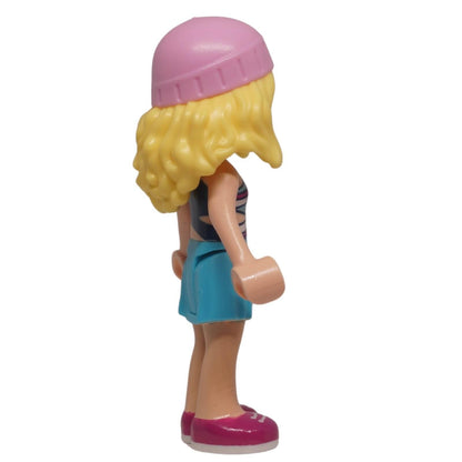 LEGO Friends Stephanie mini doll frnd0506 beach summer outfit pink hat, side profile
