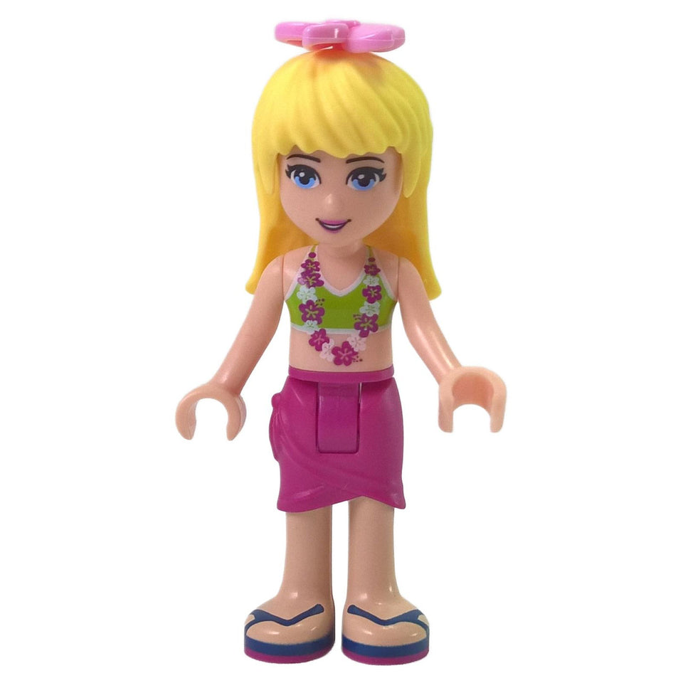 LEGO Stephanie minifigure frnd0116 with lime bikini top and flower hair accessory