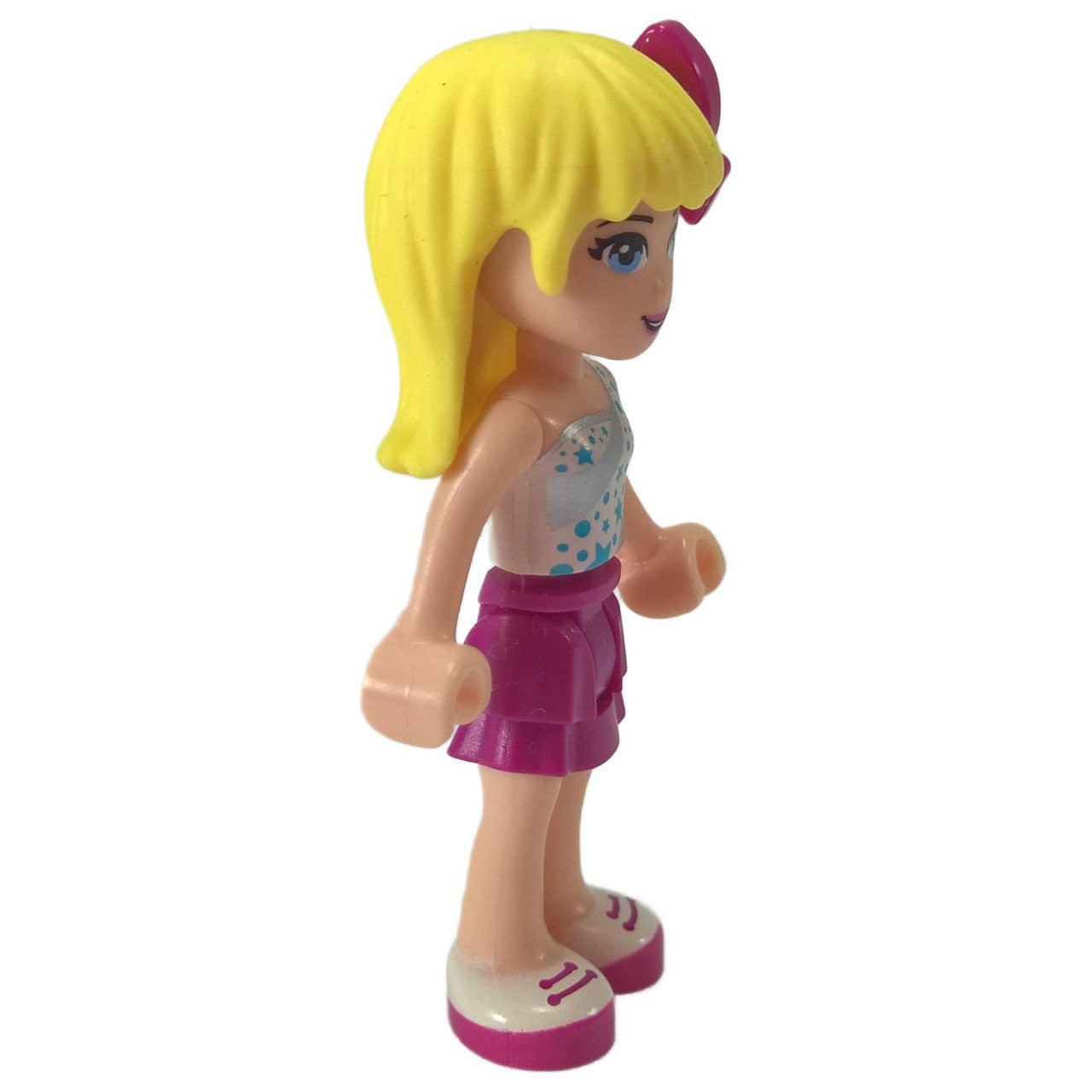LEGO Stephanie minifigure frnd0125 with one shoulder star top and bow hair accessory