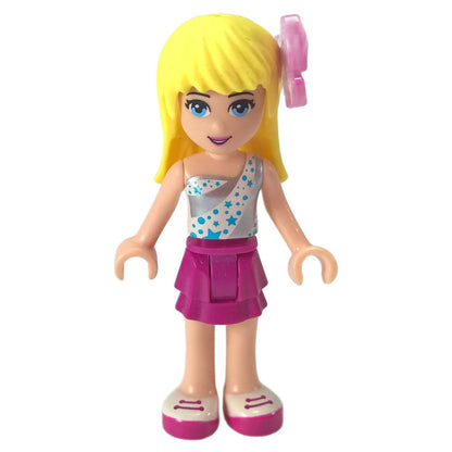 LEGO Stephanie minifigure frnd0125 with one shoulder star top and bow hair accessory