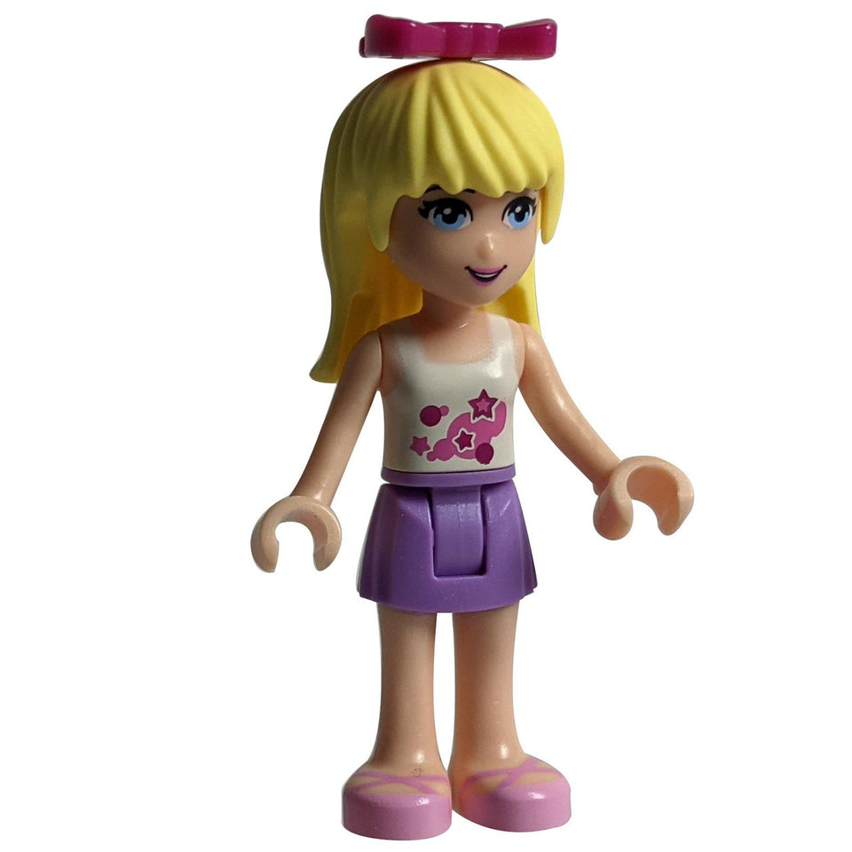 LEGO Stephanie minifigure frnd0143 with white star top lavender skirt and magenta bow