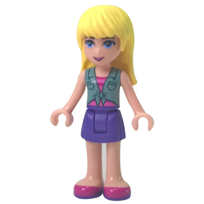 LEGO Stephanie minifigure frnd0148 with sand green vest and purple skirt
