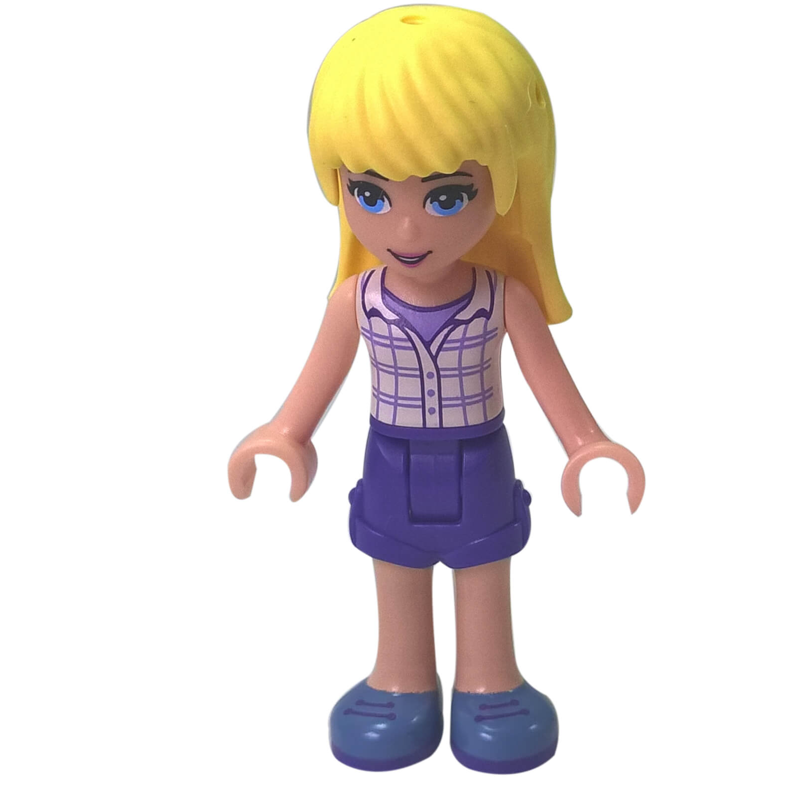 LEGO Stephanie minifigure frnd0163 with white plaid top and purple skirt