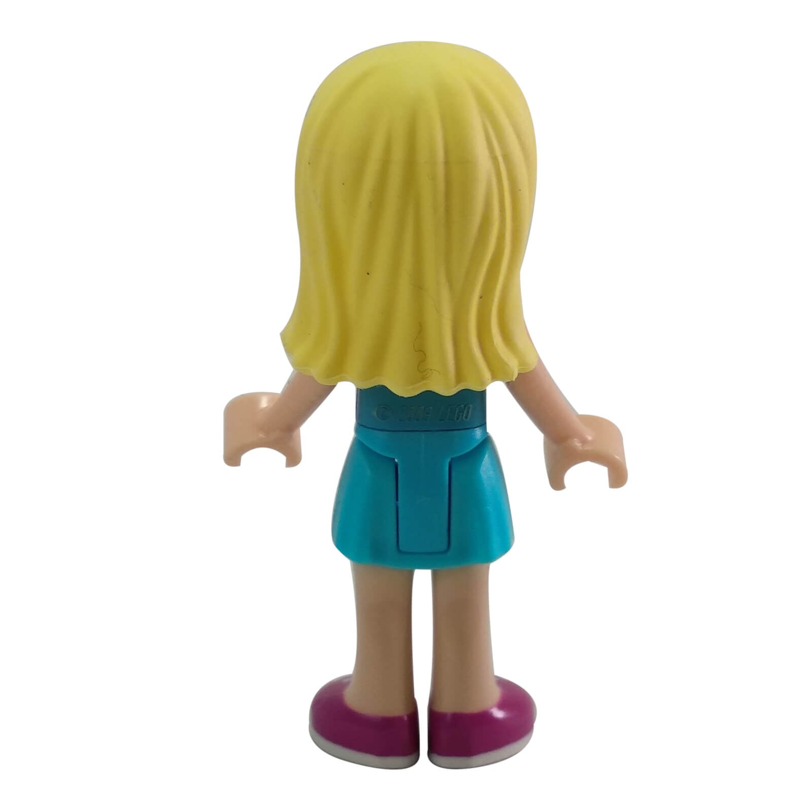 LEGO Stephanie minifigure frnd0251 with matching azure top and skirt, back view