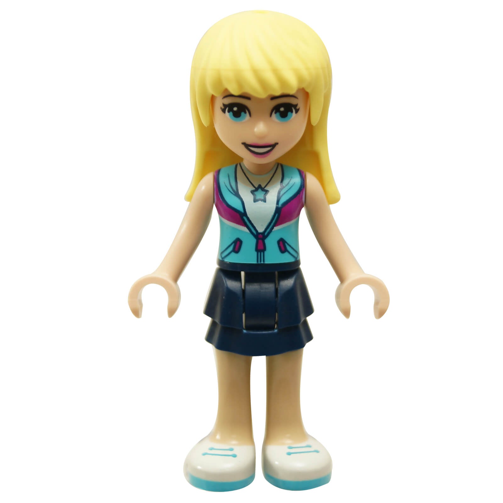 LEGO Stephanie minifigure frnd0256 with azure jacket and dark blue skirt