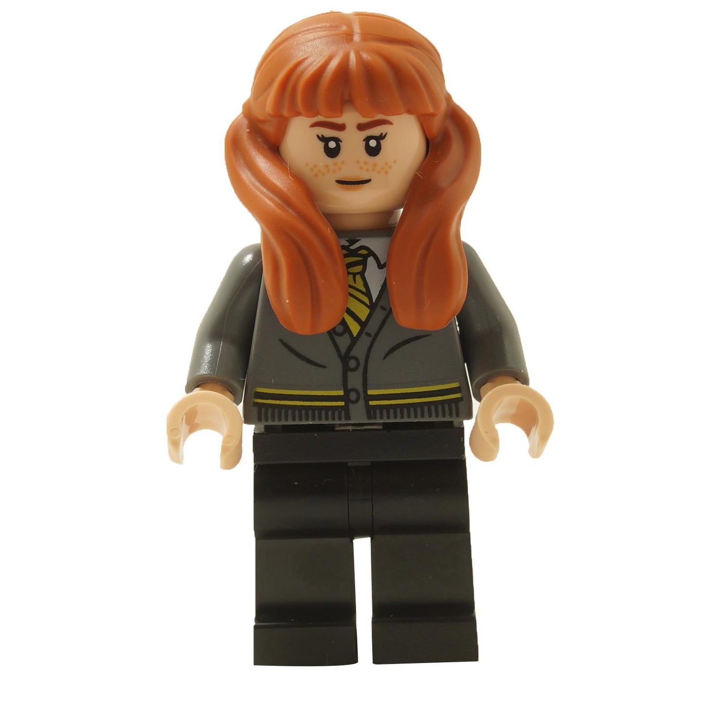 LEGO® Harry Potter Susan Bones minifigure hp406 wearing a Hufflepuff cardigan sweater with freckles and confident smiling expression
