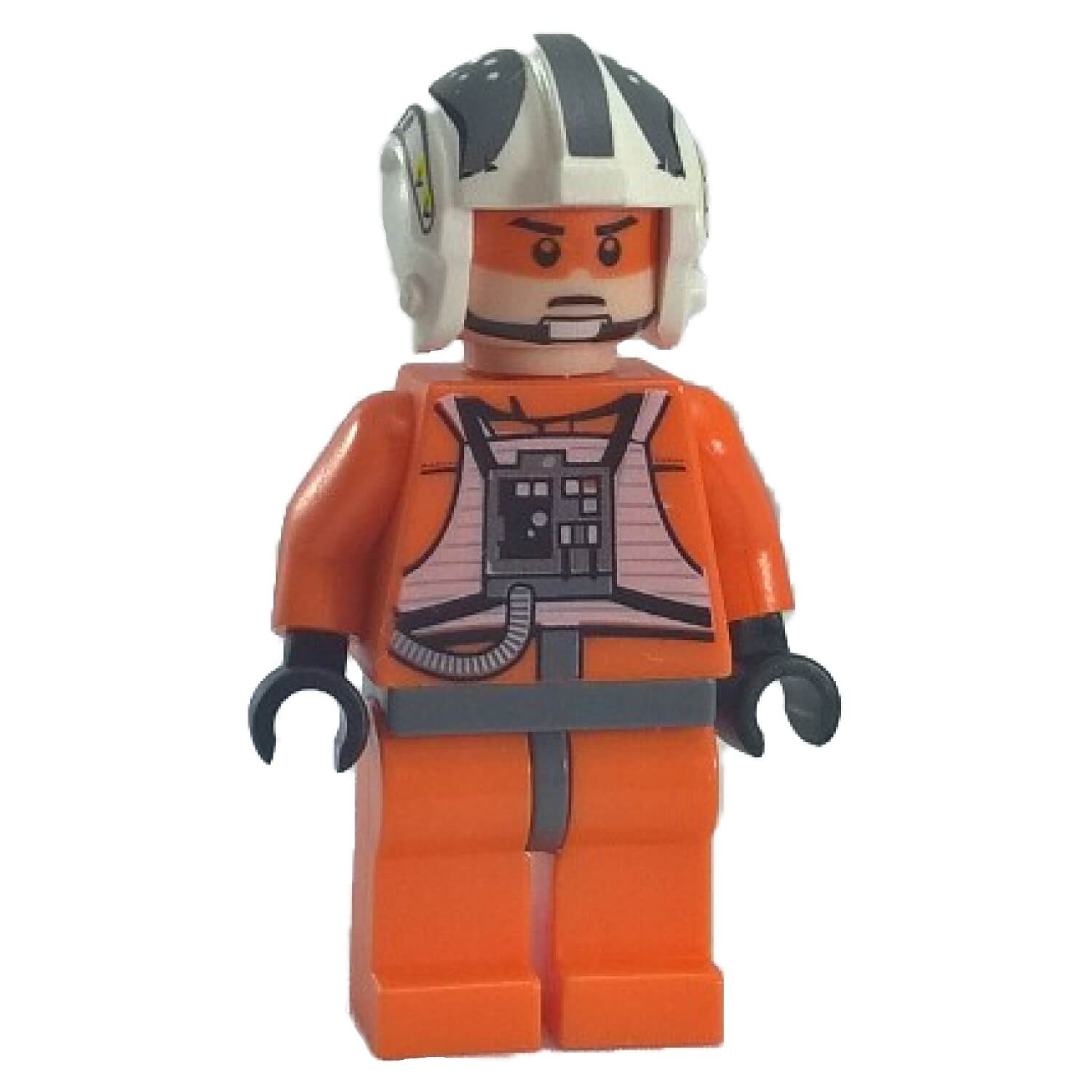 LEGO® Star Wars Minifigura sw260 – Zev Senesca, pilota ribelle in tuta di volo arancione con casco bianco e nero.