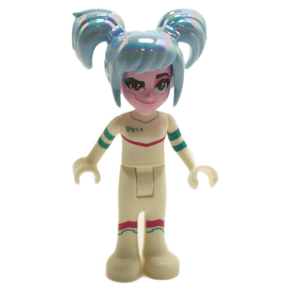 LEGO® Sweet Mayhem minifigure tlm143 with crooked smile face print and light blue twin pigtail hair from The LEGO Movie 2