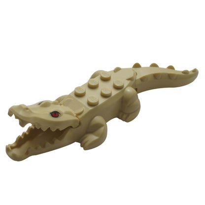 LEGO tan alligator crocodile 18904c03pb01 with red eyes and open jaw animal figure