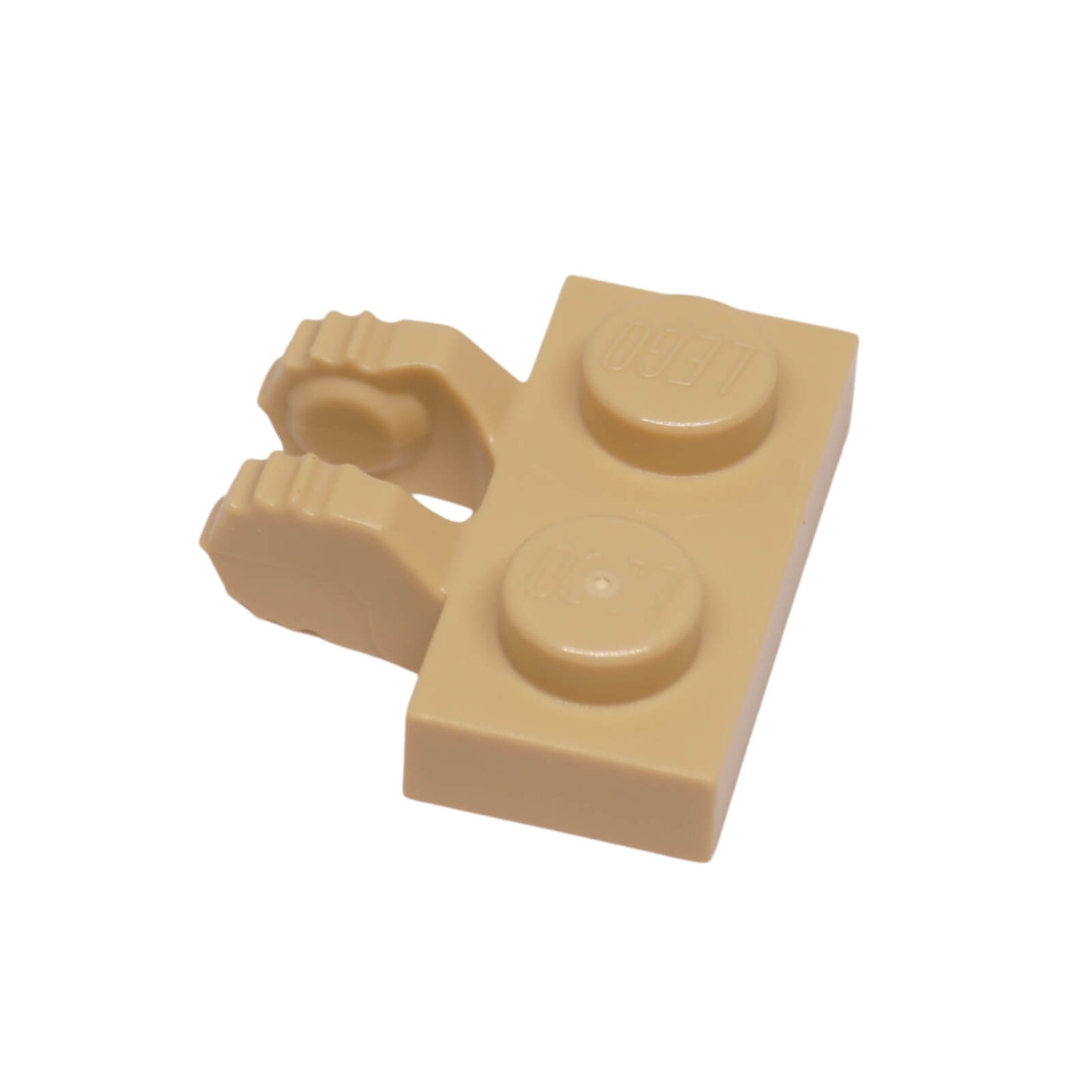 Beige Scharnierplatte 1 x 2 mit 2 Fingern an der Seite und 9 Zähnen für ratchet Scharniere und geneigte Bauweisen
