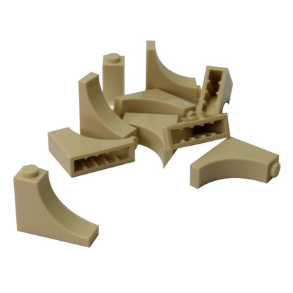 Tan inverted arch brick 1 x 3 x 2 for LEGO® building structures and curved details
