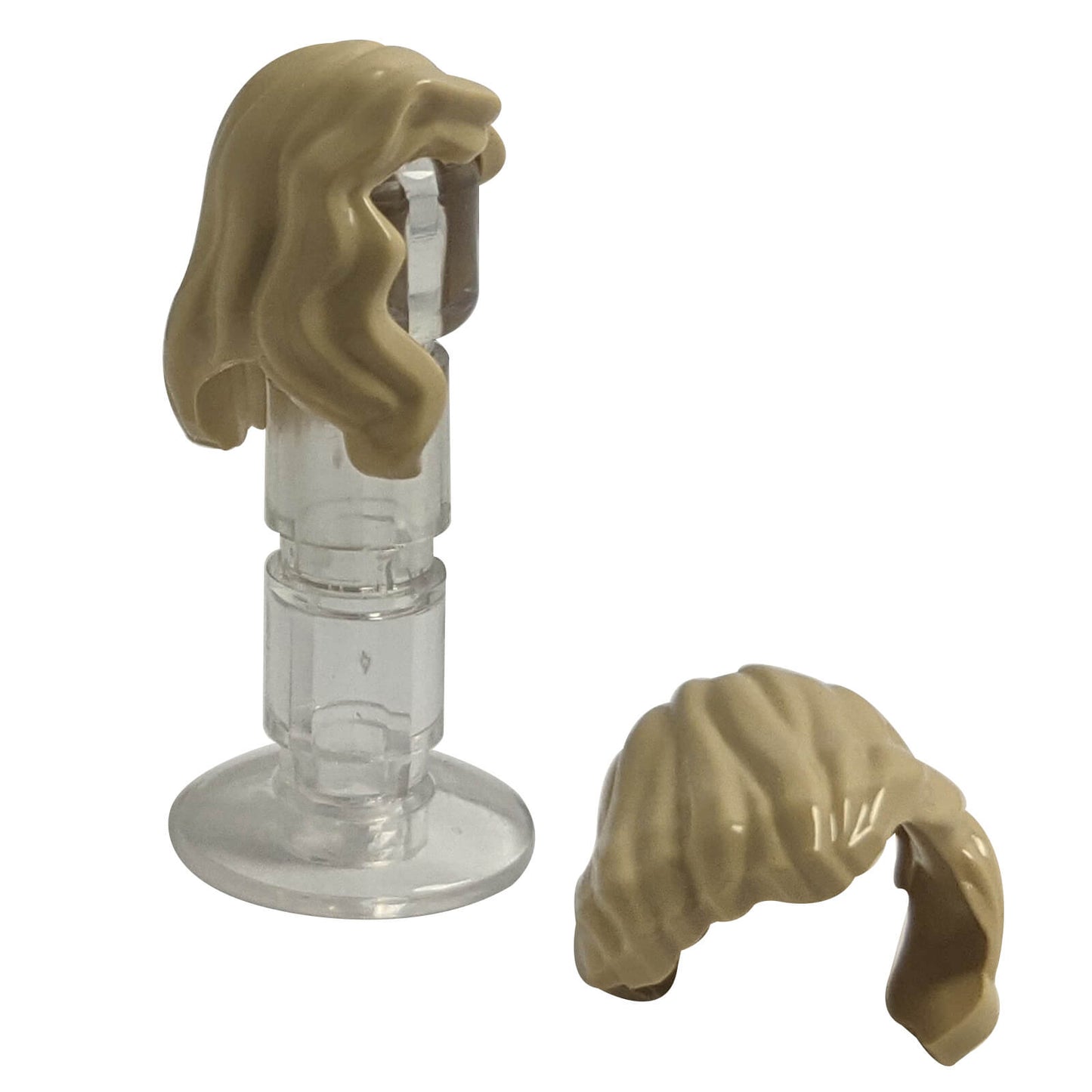 minifigure female mid length hair tan with part over right shoulder detailed hairstyle accessory piece
