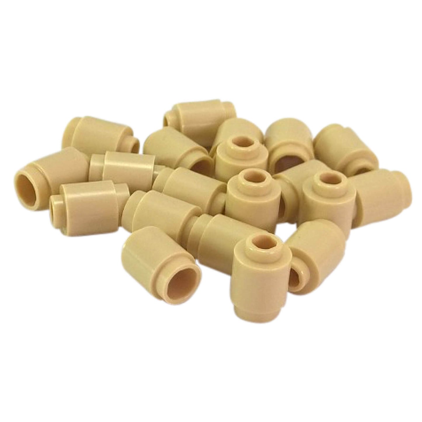 Tan round 1 x 1 brick part 3062 with cylindrical shape for LEGO® building details and accents
