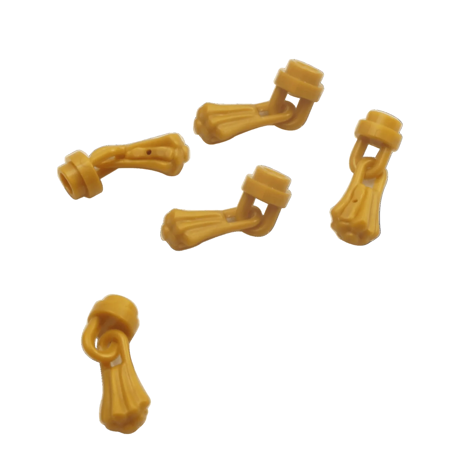 LEGO tassel accessory in pearl gold with hanging strands used for minifigure headgear, armor or decorative builds part 25375