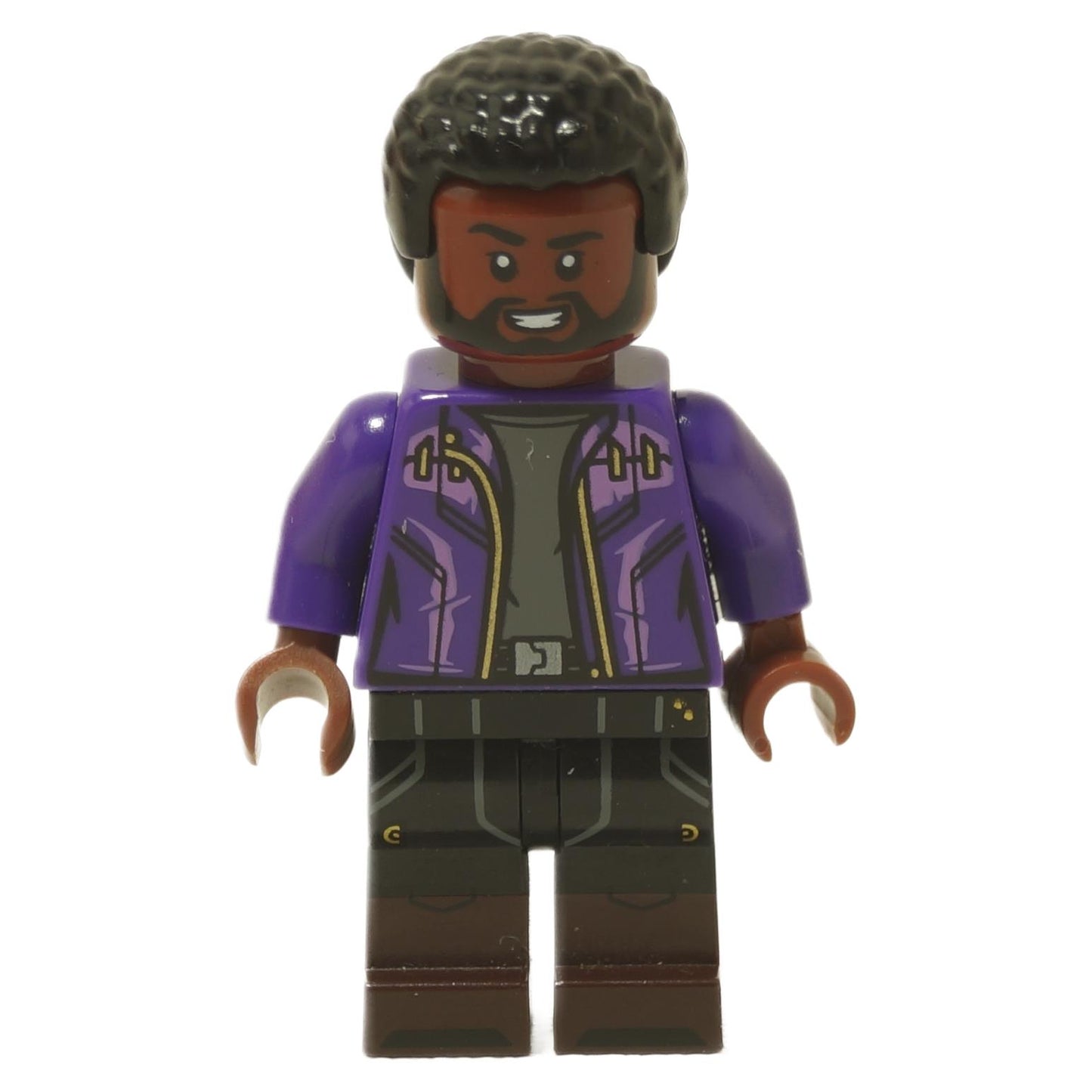 LEGO minifigure of T'Challa Star-Lord from Marvel Studios, wearing a purple and gold Ravager outfit.