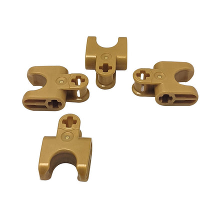 LEGO® Technic Axle Connector 2 x 3 with Ball Joint Socket and Closed Axle Holes (67695) in pearl gold.
