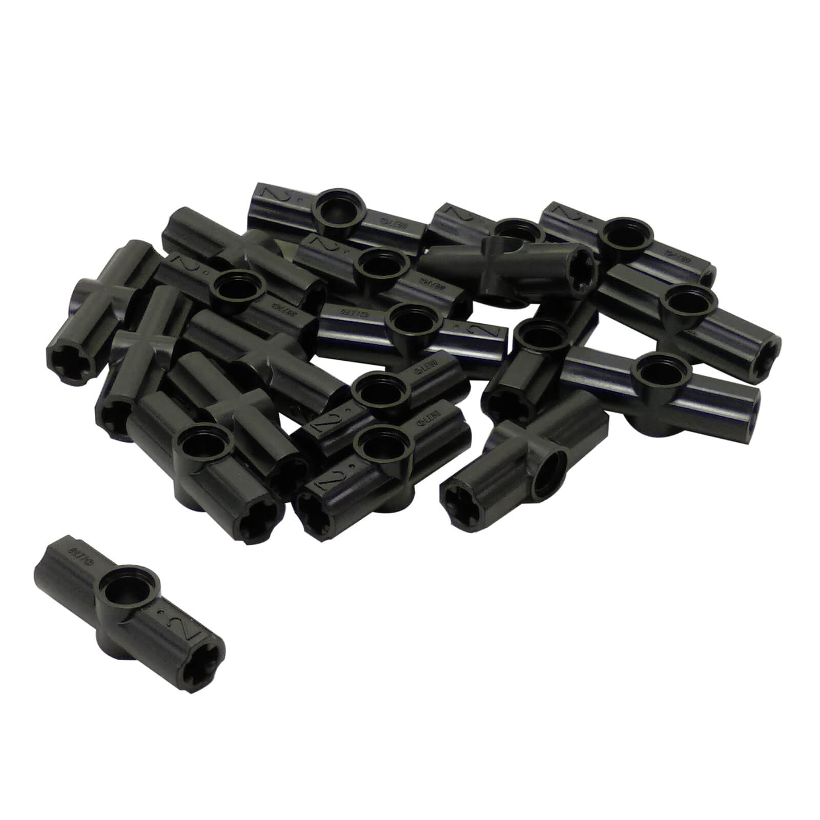 LEGO Technic axle and pin connector angled #2 with 180 degree alignment in black used for structural Technic builds