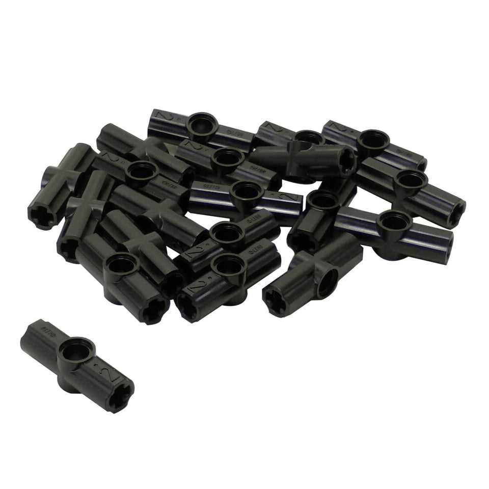 LEGO Technic axle and pin connector angled #2 with 180 degree alignment in black used for structural Technic builds
