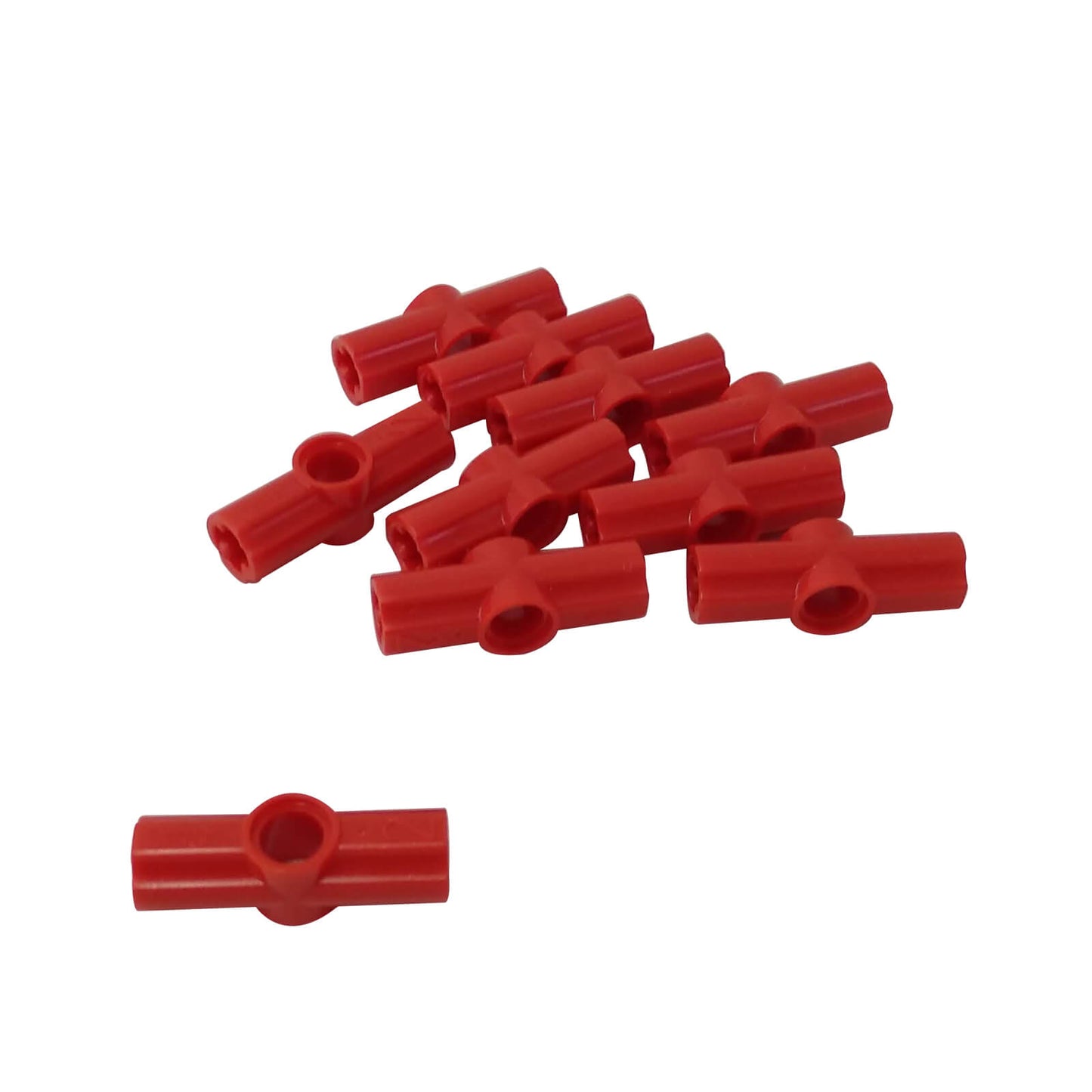 LEGO Technic axle and pin connector angled #2 with 180 degree alignment in red used for structural Technic builds