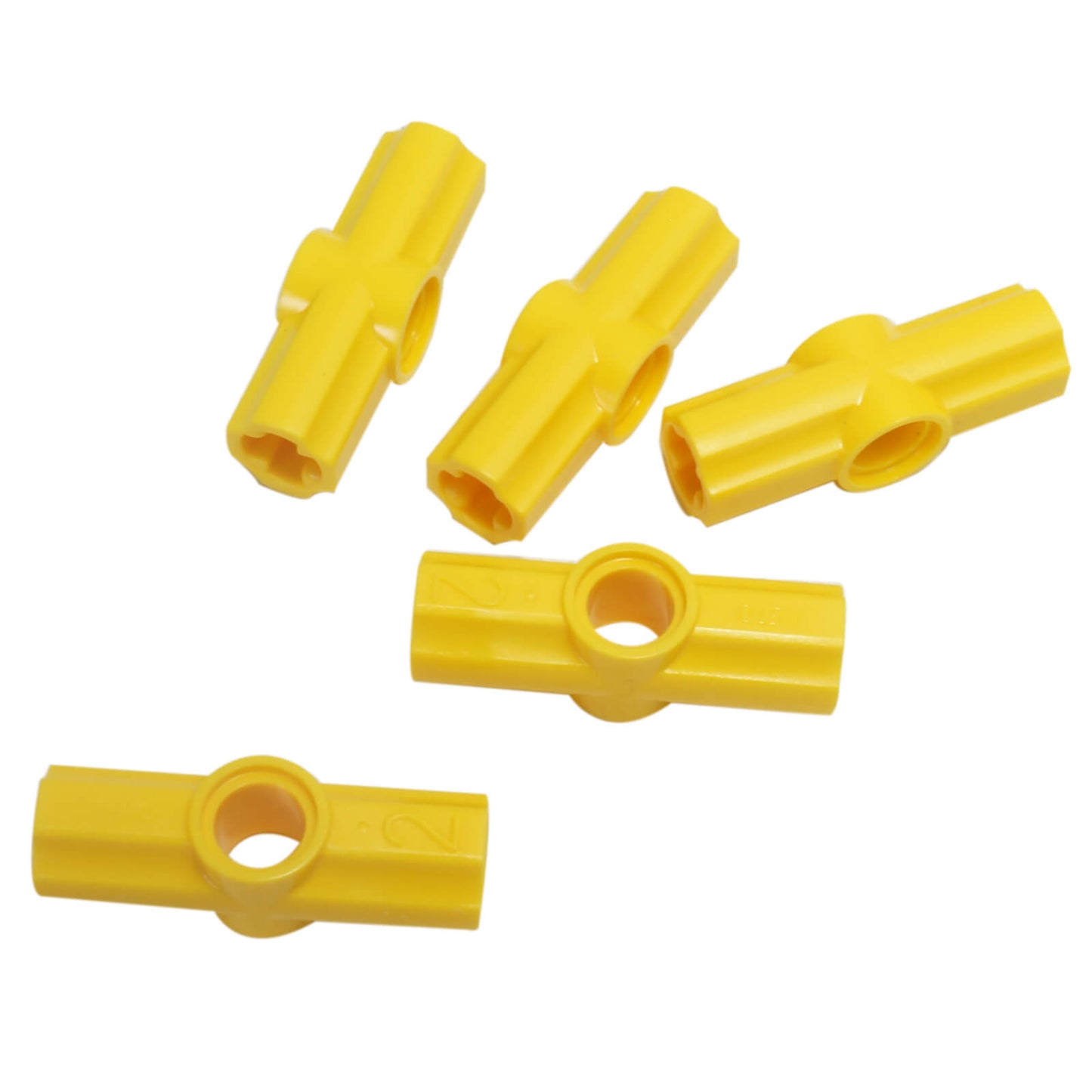 LEGO Technic axle and pin connector angled #2 with 180 degree alignment in yellow used for structural Technic builds