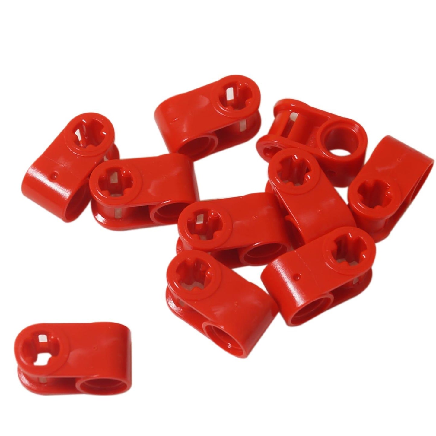 LEGO® Technic osa a čepový konektor kolmý 6536 v červené barvě, používaný pro kolmé Technic stavby
