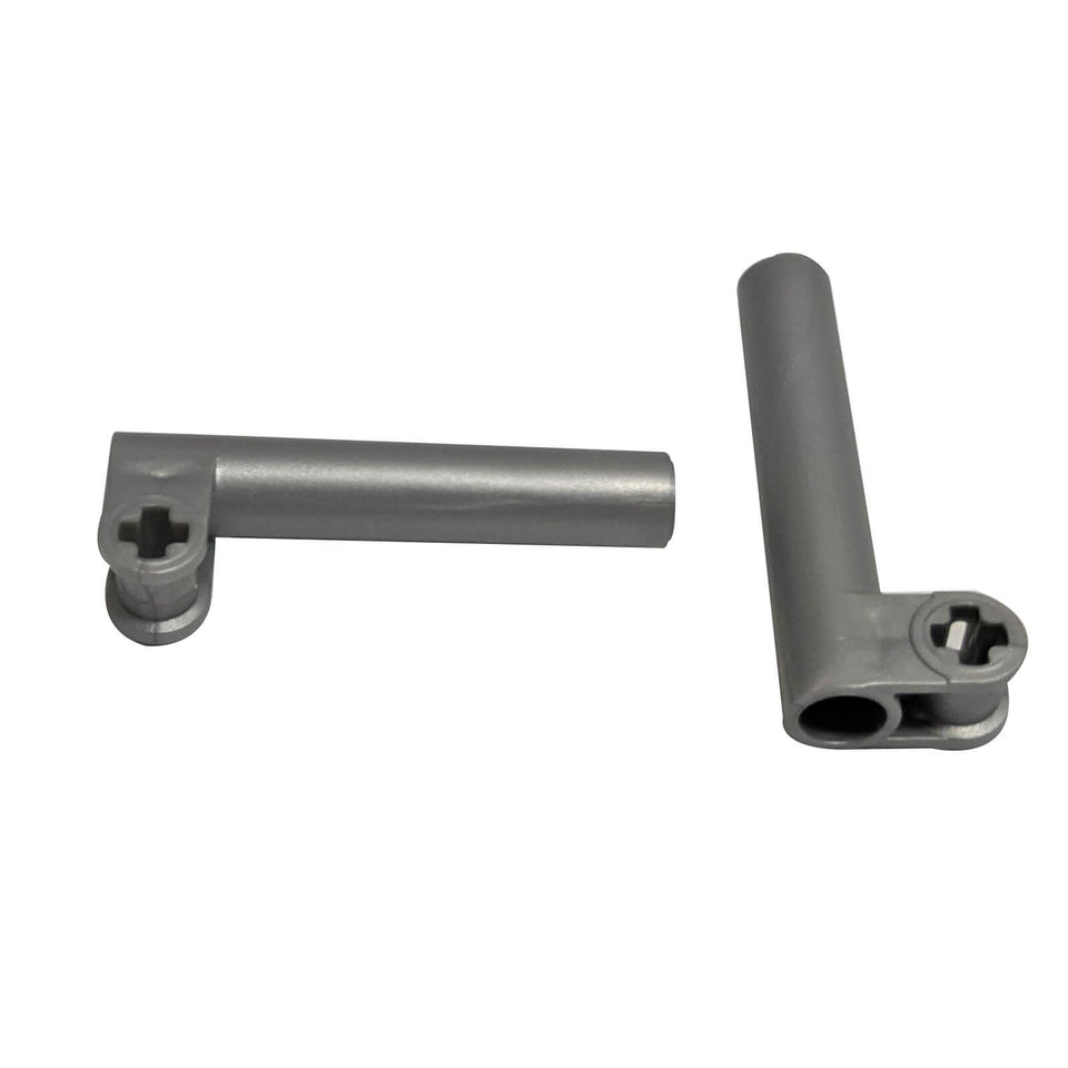 Flat silver LEGO® Technic axle and pin connector perpendicular with extension (Part 53586) Technic connector element