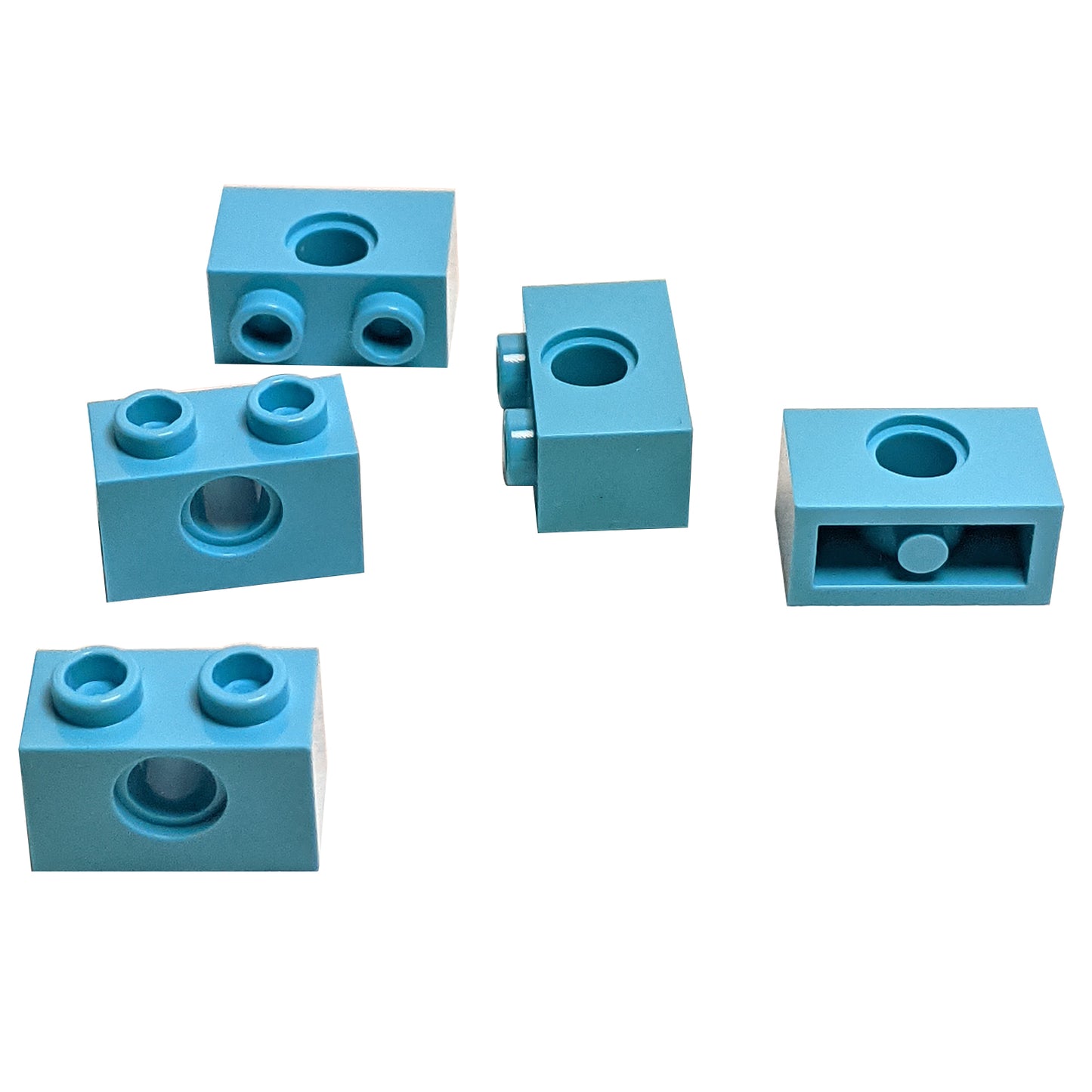Medium azure LEGO® Technic brick 1 x 2 with hole (Part 3700) Technic beam brick element with pin hole