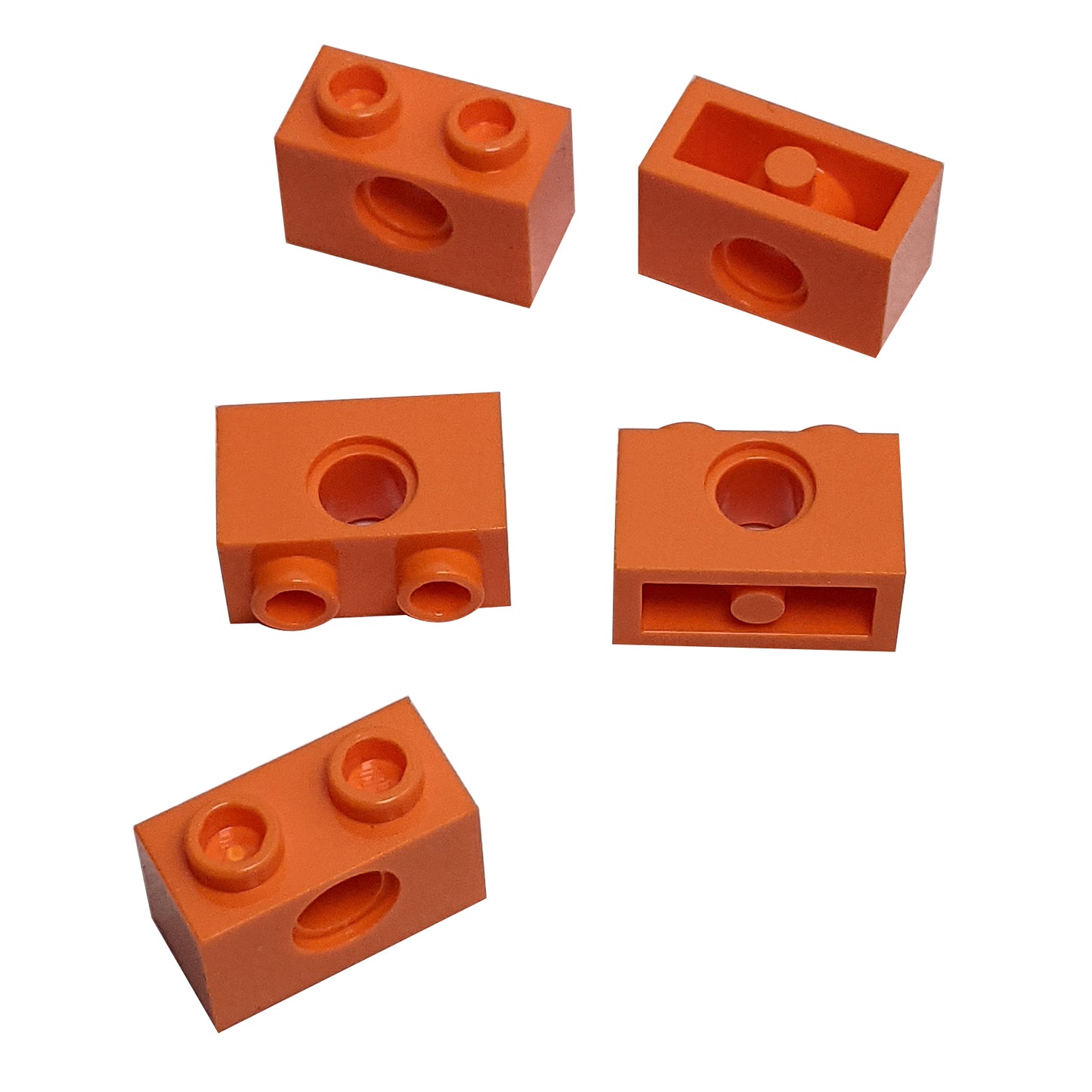 Orange LEGO® Technic brick 1 x 2 with hole (Part 3700) Technic beam brick element with pin hole