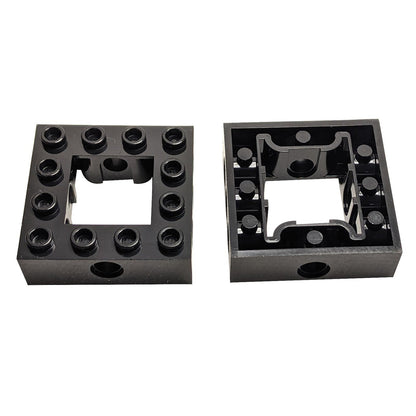 Black LEGO® Technic Brick 4 x 4 Open Center 32324 showing top and underside