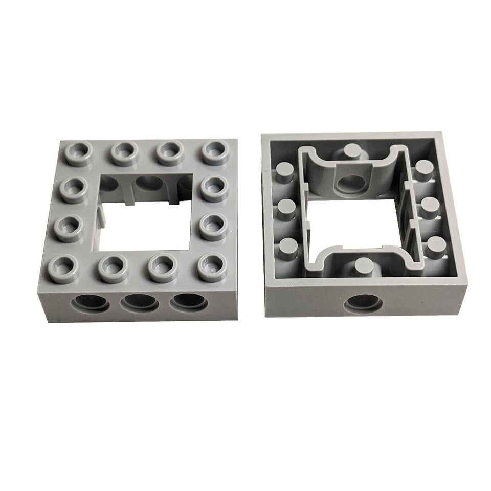 Light Bluish Gray LEGO® Technic Brick 4 x 4 Open Center 32324 showing top and underside