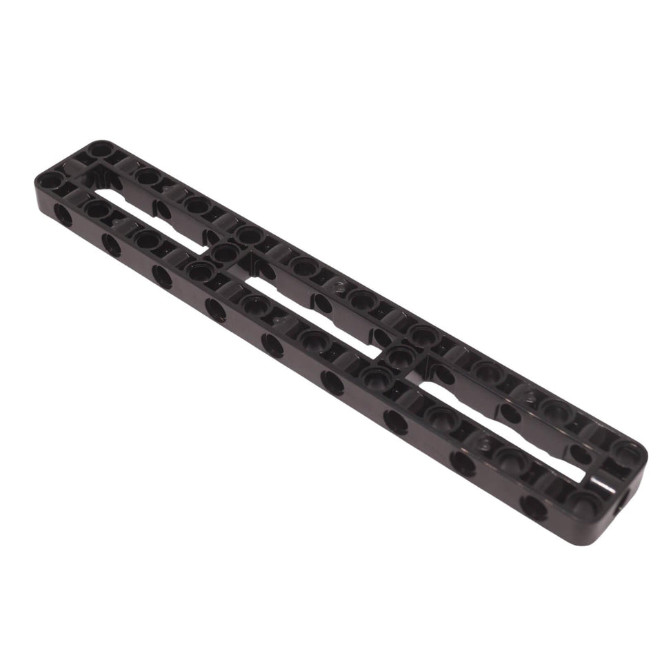 LEGO Technic 3 x 19 thick modified frame with open center and multiple connection holes (Part 67491).