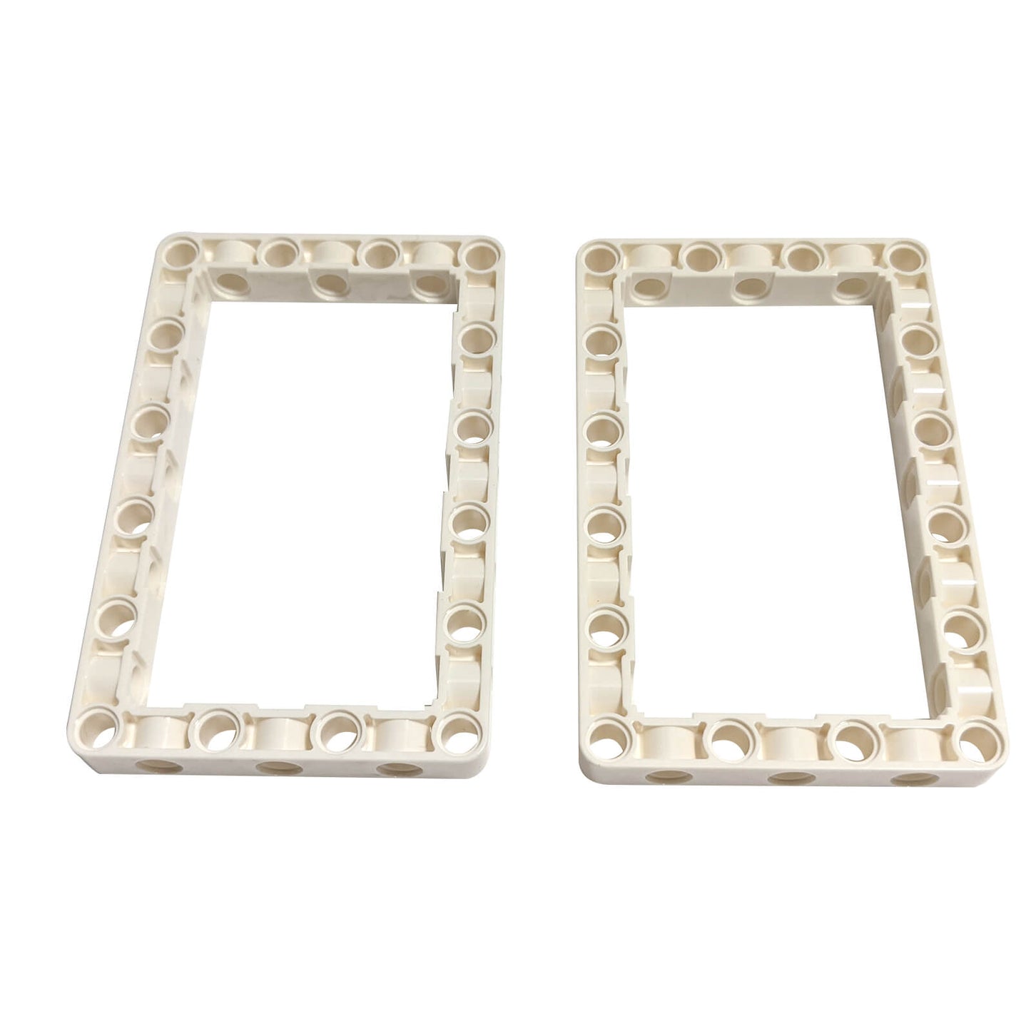 White Technic liftarm modified frame thick 7x11 with open center, part 39794, rigid structural frame for technic builds
